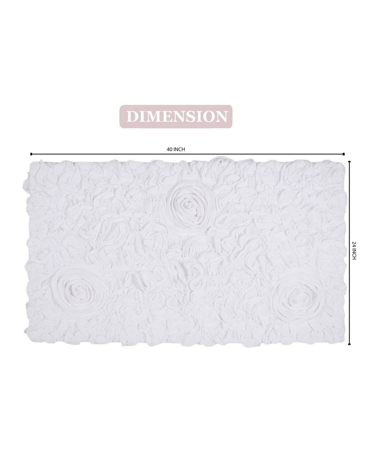 Home Weavers Bell Flower Bath Rug, 24" X 40" In White