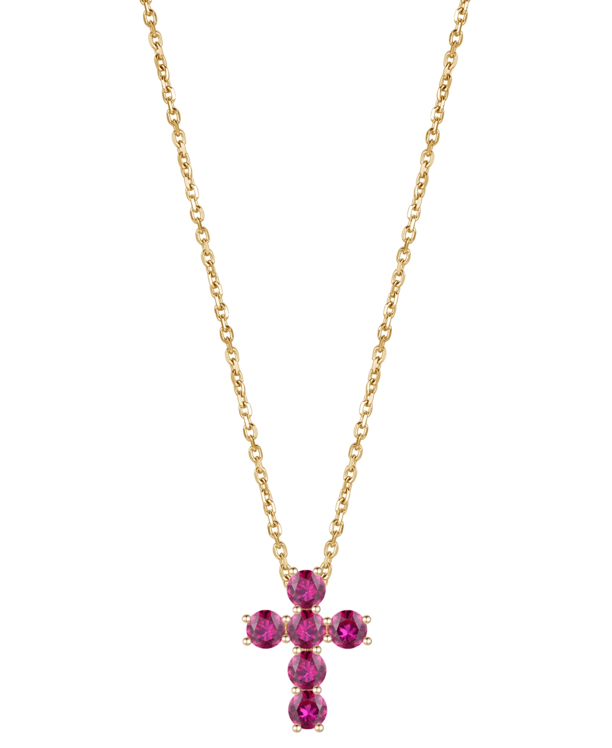 Lab Grown Sapphire Cross 18" Pendant Necklace (3/4 ct. t.w.) in 10k White Gold (Also in Lab Grown Ruby, Lab Grown Pink Sapphire, & Lab Grown Opal) - O