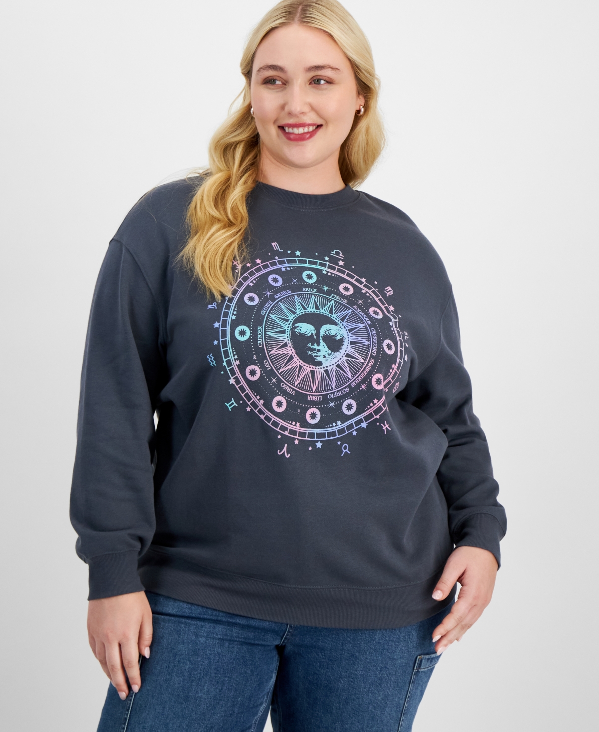 Trendy Plus Size Celestial Dropped-Shoulder Sweatshirt - Turbulence