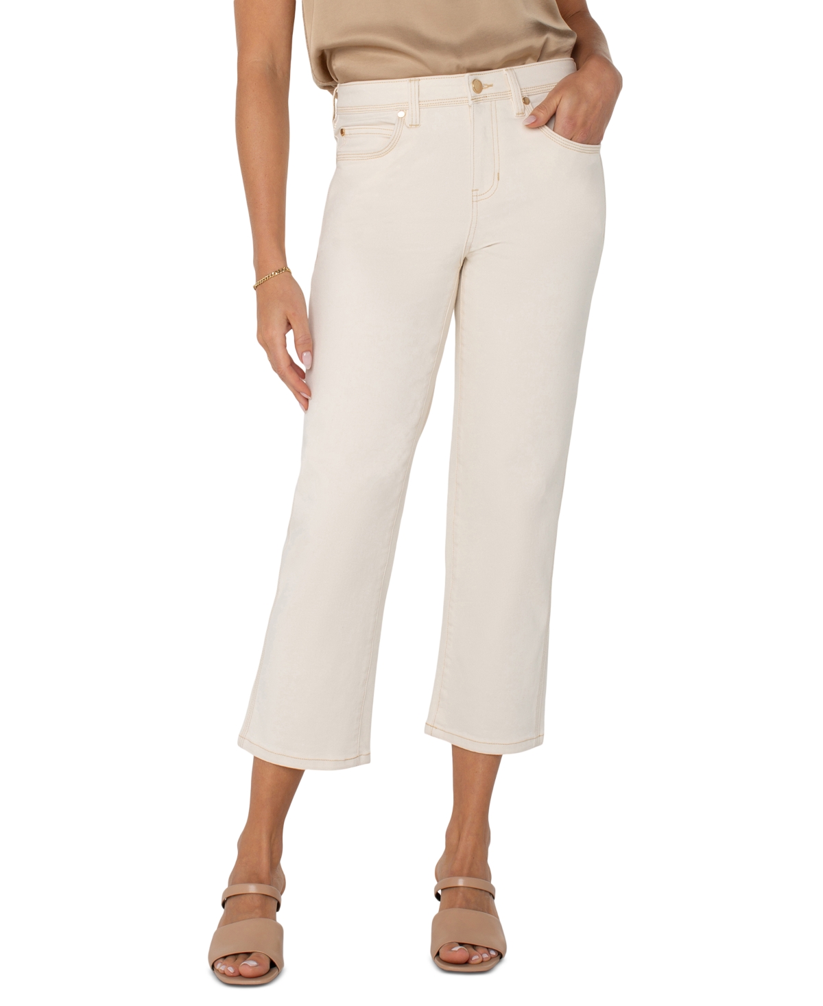 Shop Liverpool Los Angeles Women's Kennedy Cropped Straight-leg Jeans In Seaside Dunes