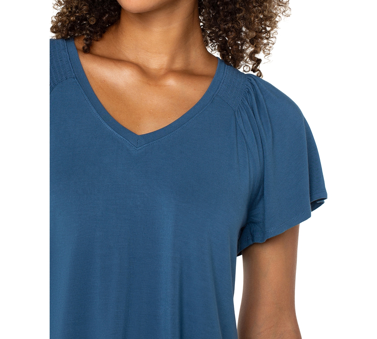 Liverpool Los Angeles Women's Flutter-Sleeve V-Neck T-Shirt