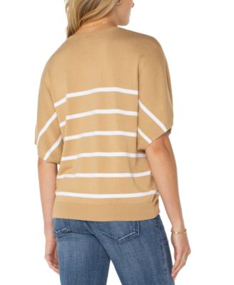 Women's Striped Short-Dolman-Sleeve Sweater
