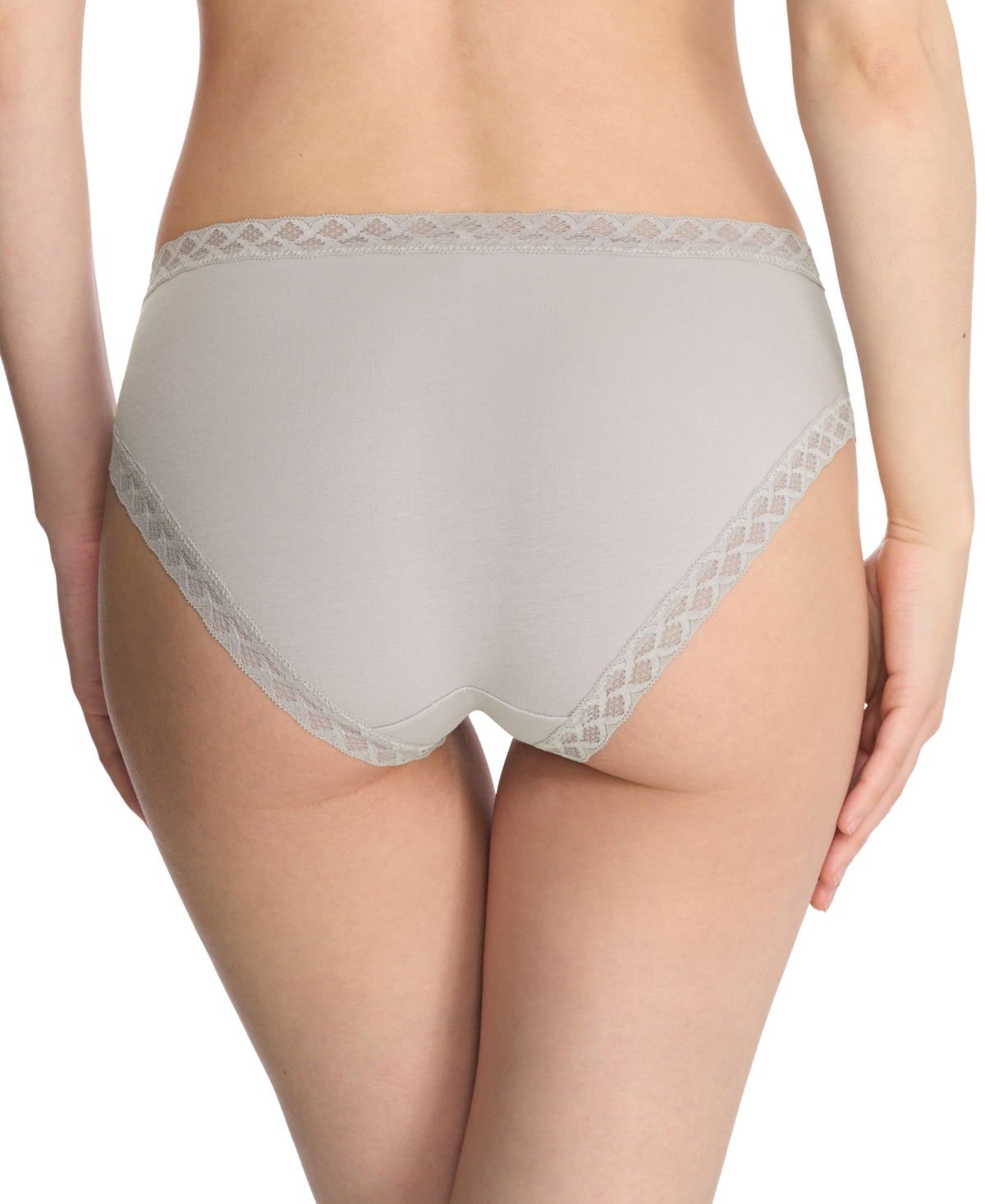 Natori Bliss Lace-trim Cotton French-cut Brief Underwear 152058 In Vapor