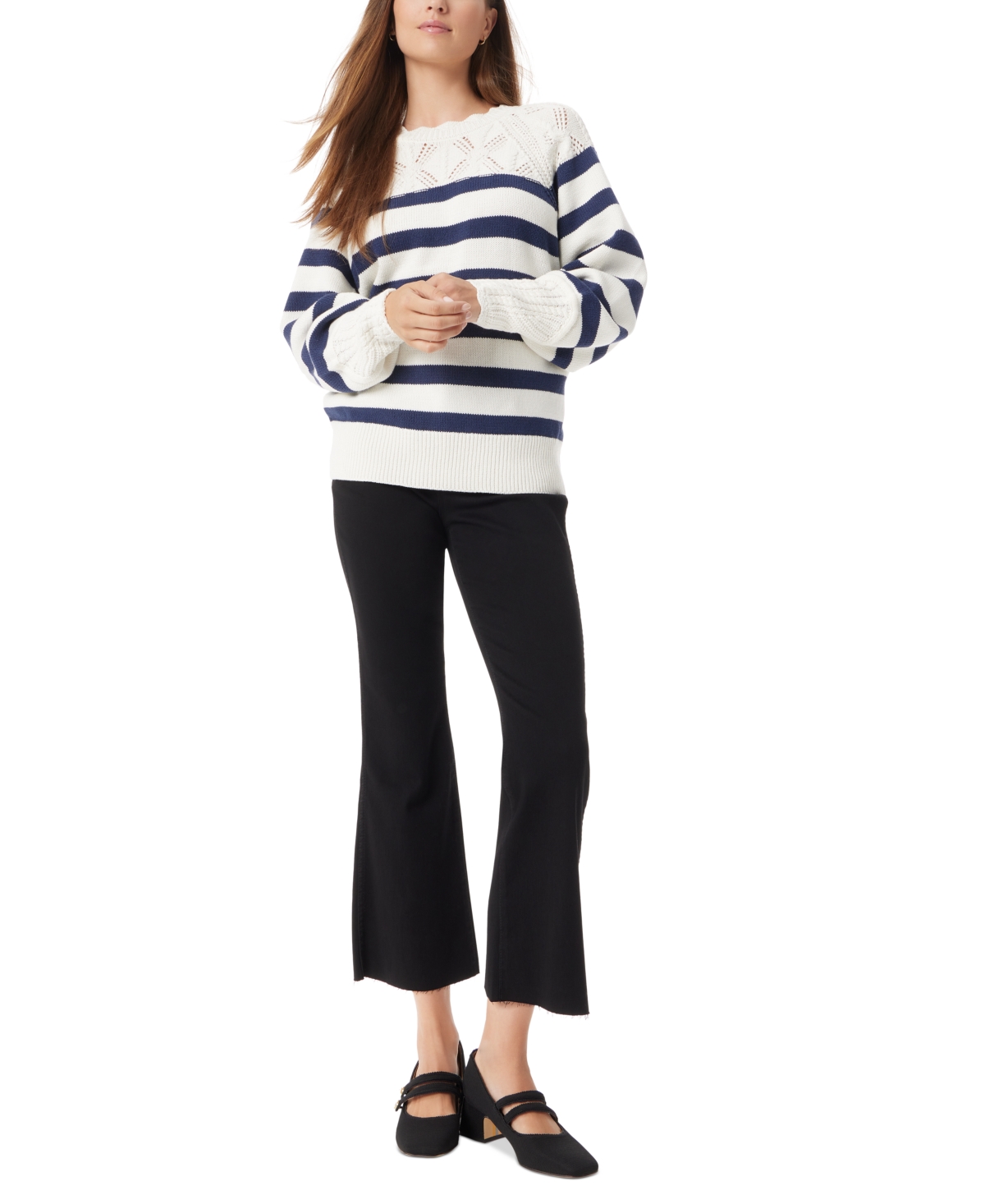 SAM EDELMAN WOMEN'S JOY NOVELTY YOKE STRIPED SWEATER 