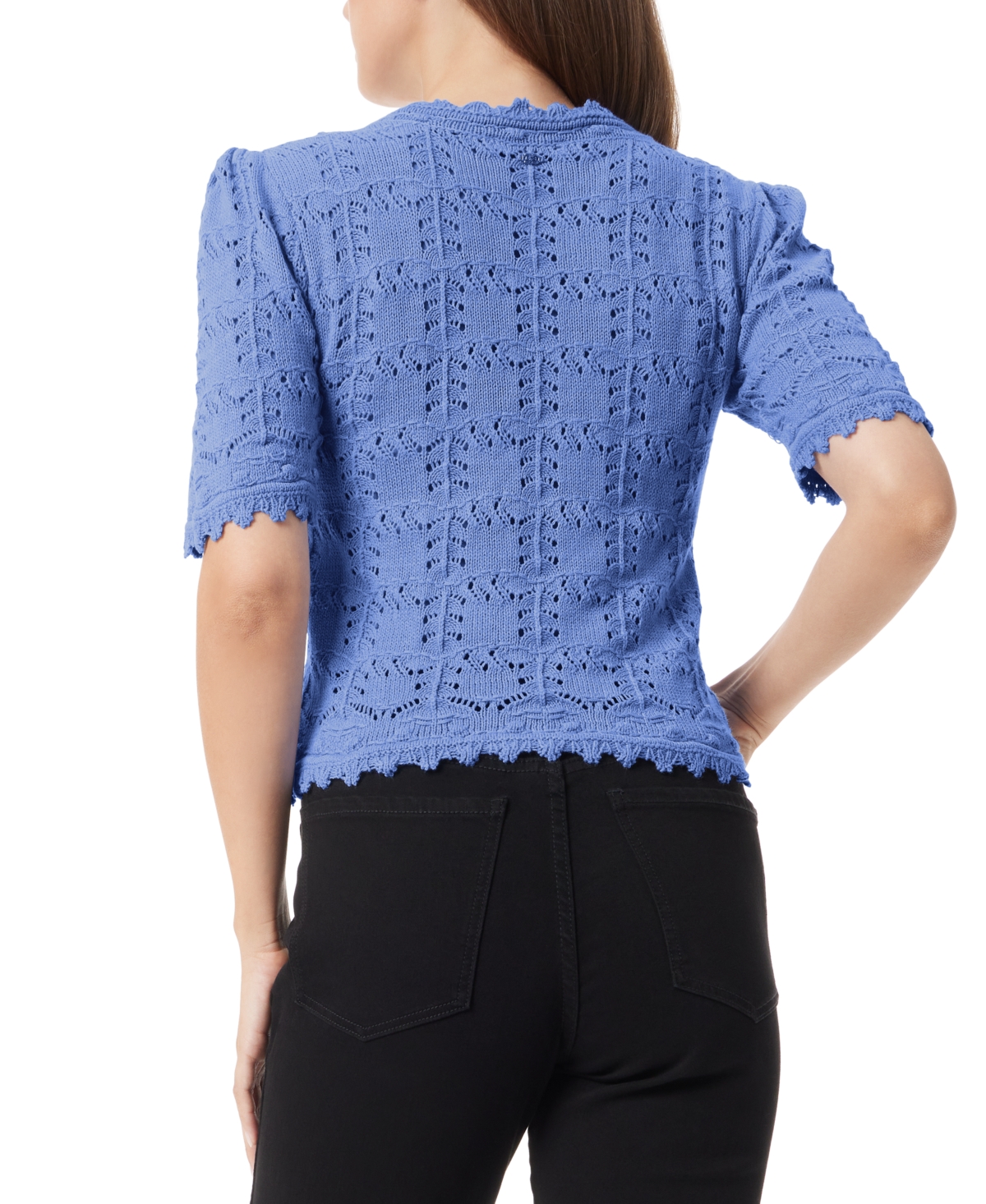 SAM EDELMAN WOMEN'S ROBYN POINTELLE-STITCH SHORT-SLEEVE SWEATER 