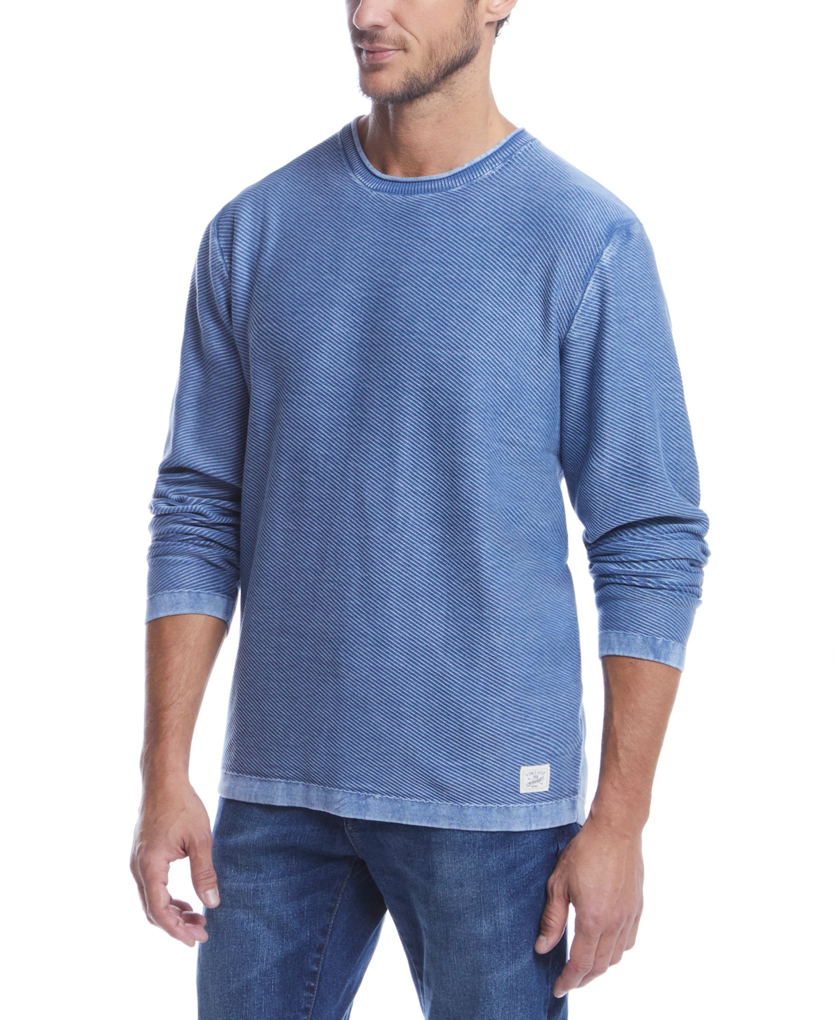 Weatherproof Vintage Men's Twill Stonewash Crewneck Sweater
