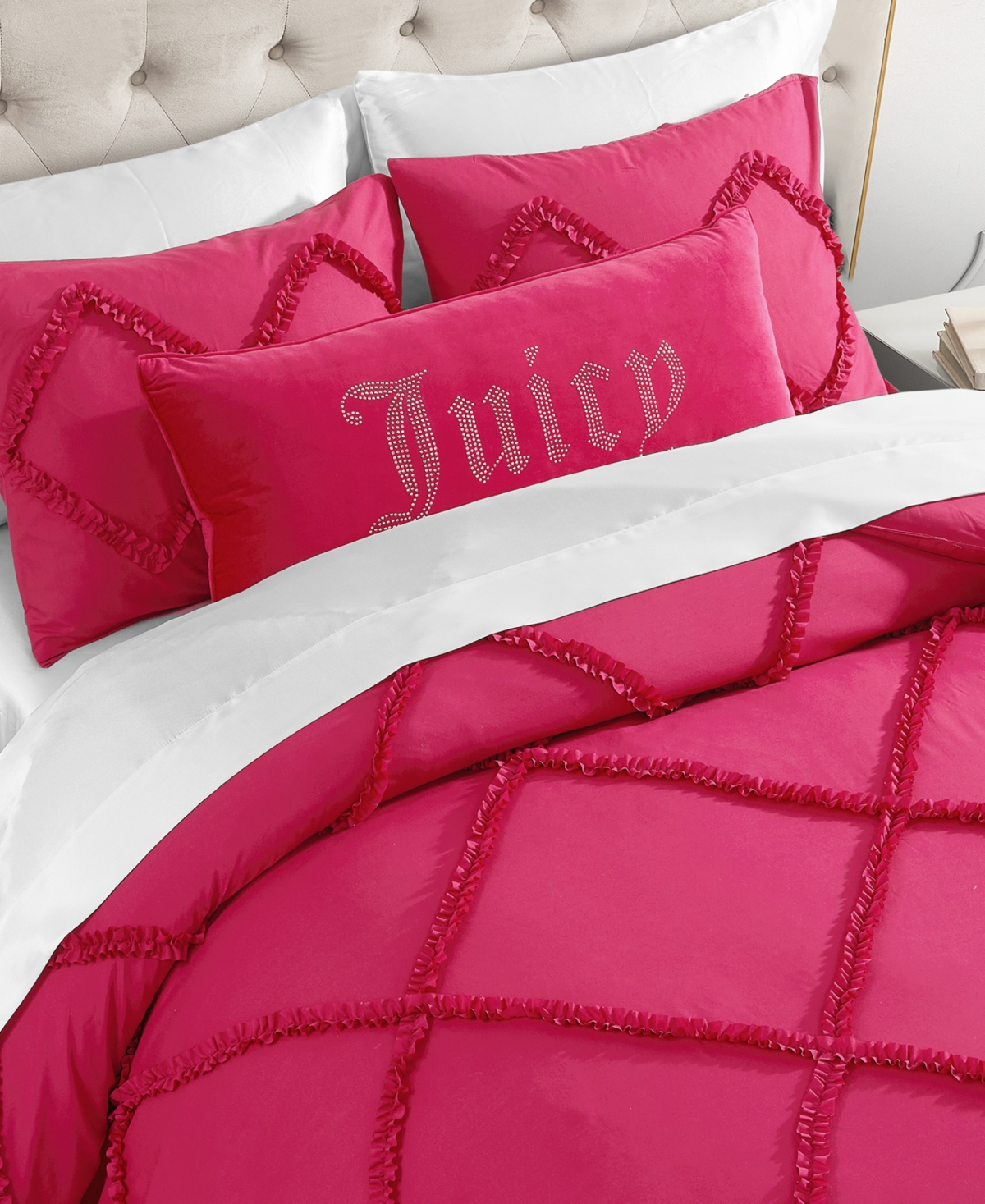 Shop Juicy Couture Silver-tone Rhinestone Decorative Pillow, 16" X 36" In Light Pink