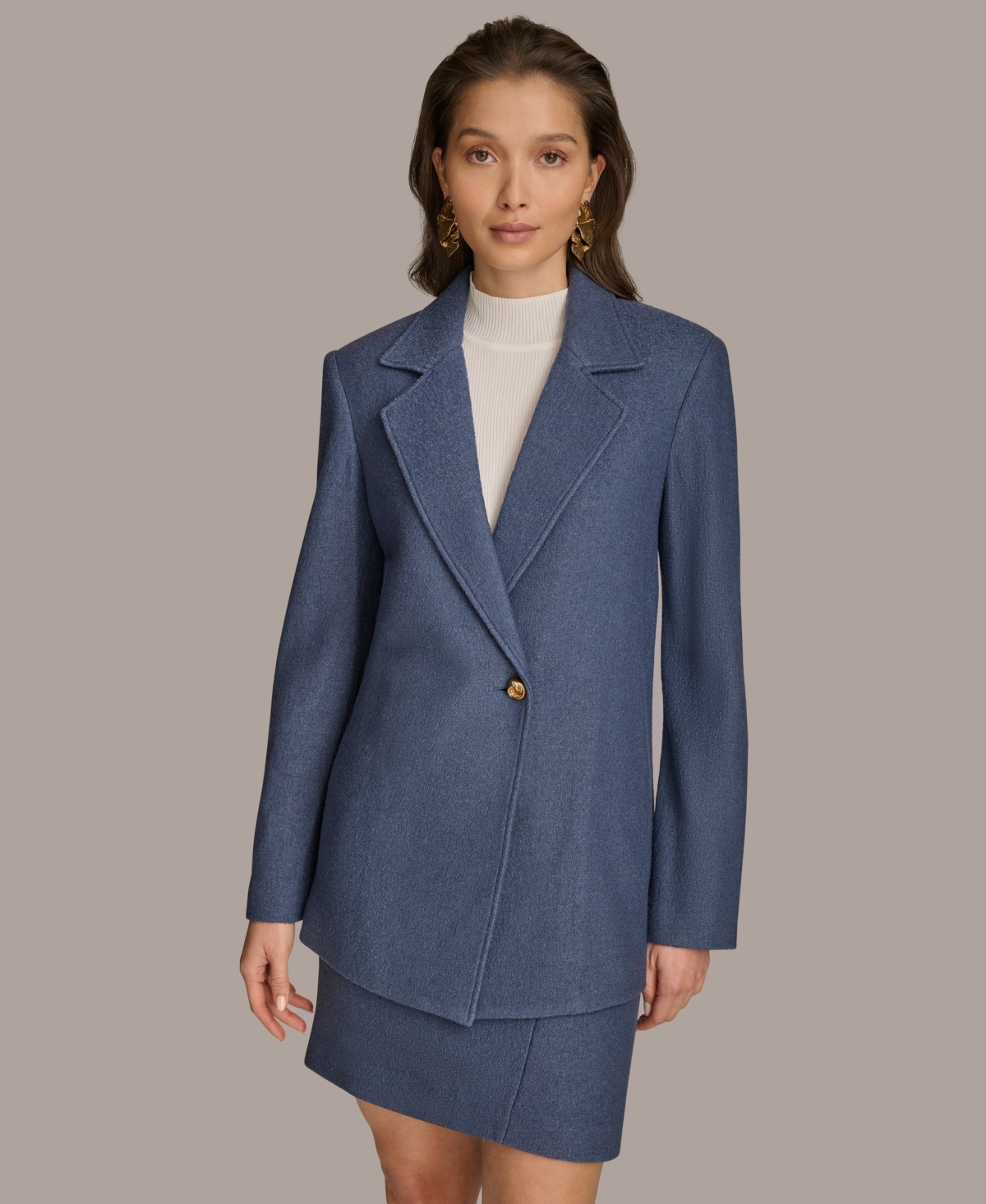 Women's Wool-Blend One-Button Blazer - Storm