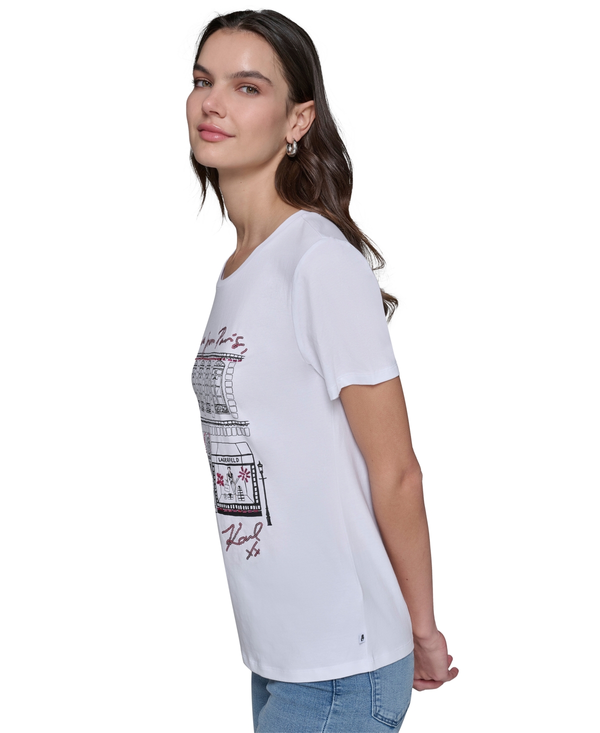 Karl Lagerfeld Paris Petite Graphic Short-Sleeve T-Shirt