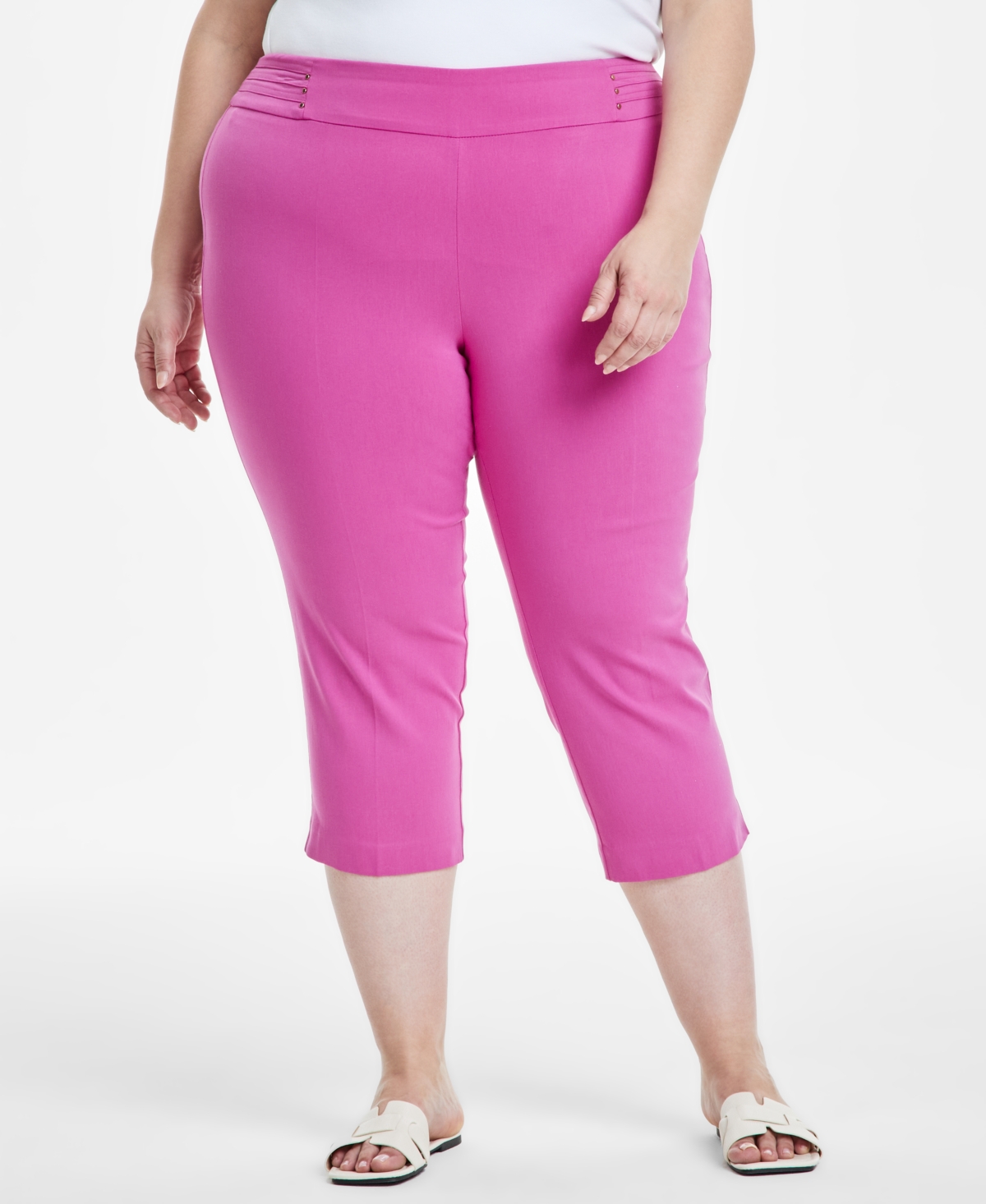 JM COLLECTION PLUS SIZE TUMMY CONTROL PULL-ON CAPRI PANTS, EXCLUSIVELY AT MACY'S 