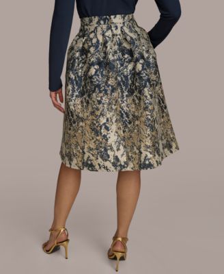 Donna Karan New York Women's Metallic Jacquard A-Line Skirt