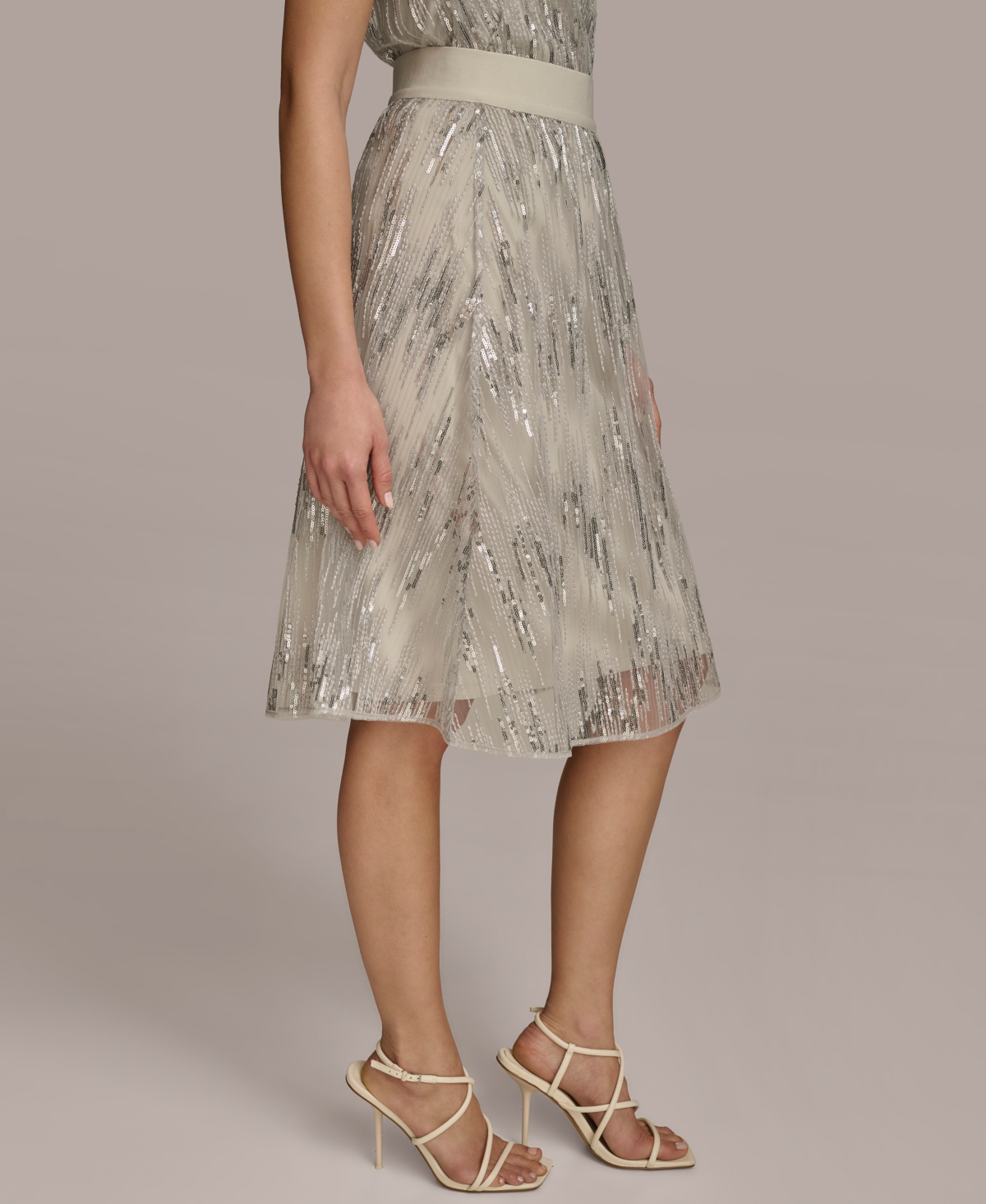 Donna Karan New York Women's Sequin Embellished Mesh A-Line Skirt
