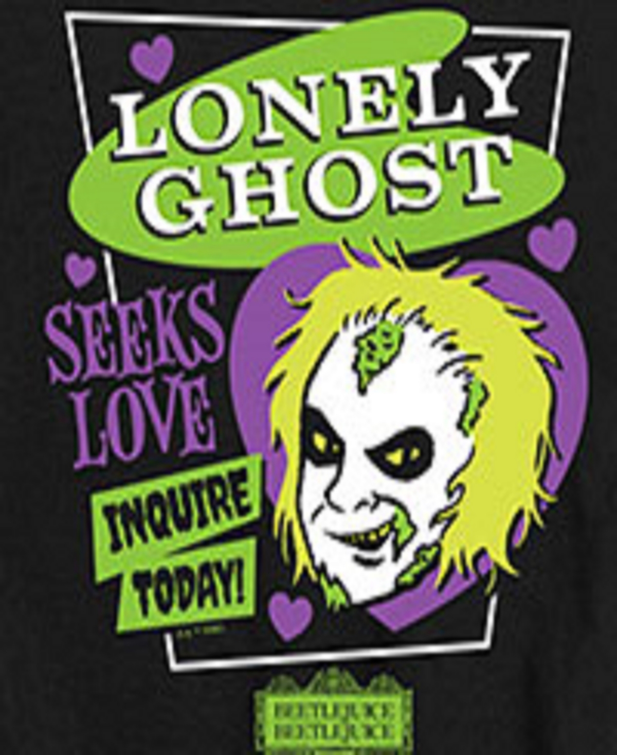 Hybrid Boys Beetlejuice Lonely Ghost Graphic Tee In Black