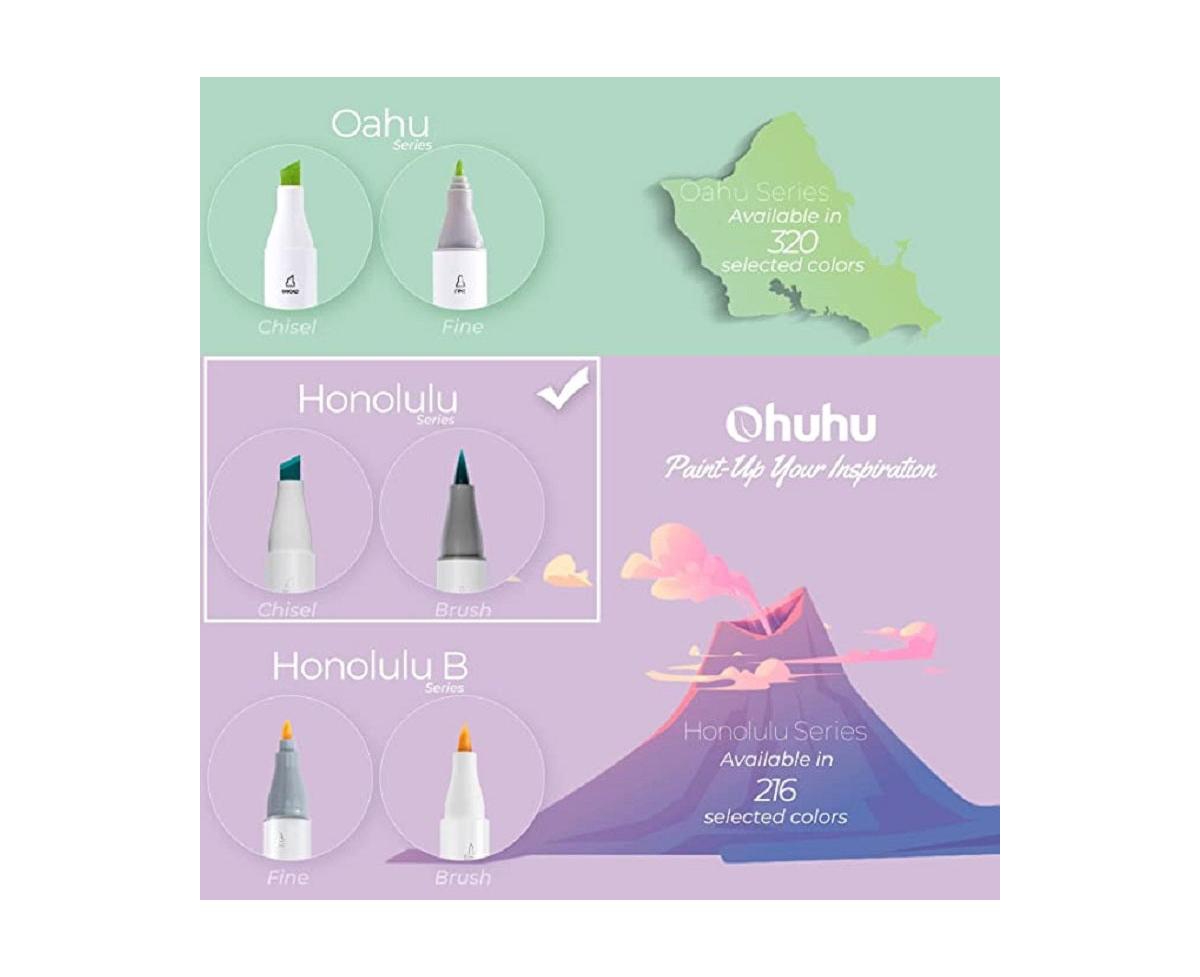 Ohuhu Honolulu 24ct Skintone Dual Tip Alcohol Markers Y30-80400-50 - Assorted Pre-pack (See Table 9