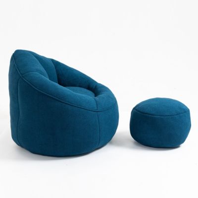 Adult Bean Bag Chair with Ottoman, Comfortable Bean Bag Couch with Armrests for Living Room