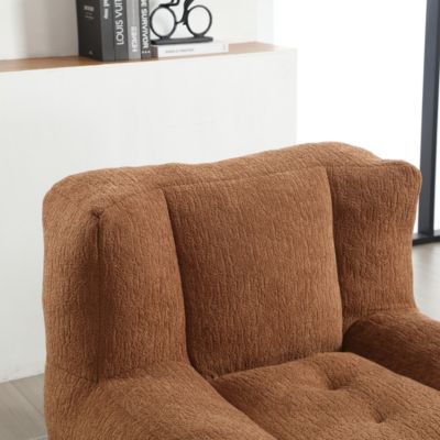 Fluffy Bean Bag Chair with Ottoman, Super Soft Lazy Sofa for Living Room-The Pop Home