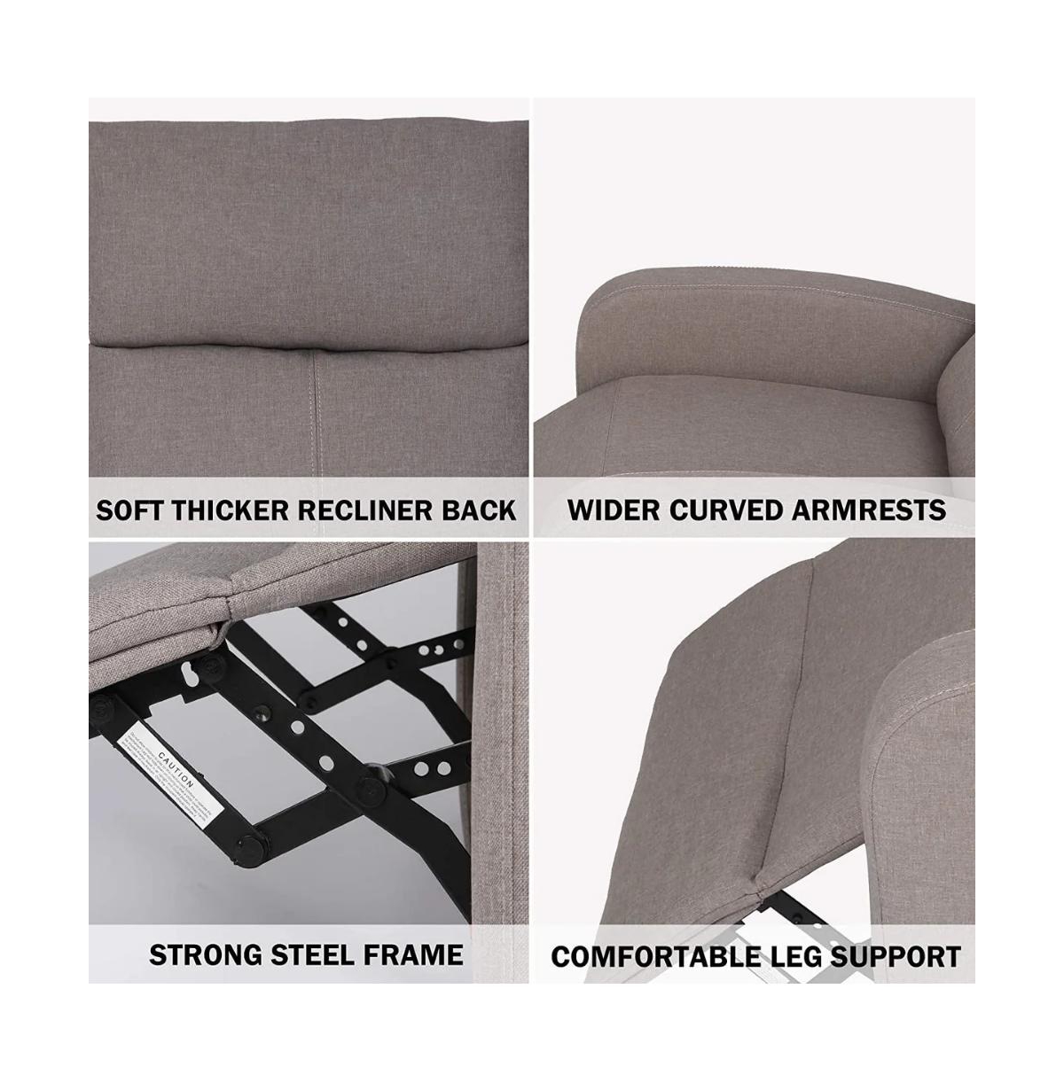 Slickblue Fabric Recliner Chair – Adjustable Single Sofa for Home Theater and Reading in Living Room & Bedroom