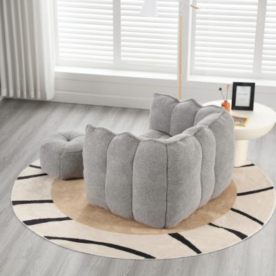 2 PC chenille fabric Soft Bean Bag Chair with Footstool