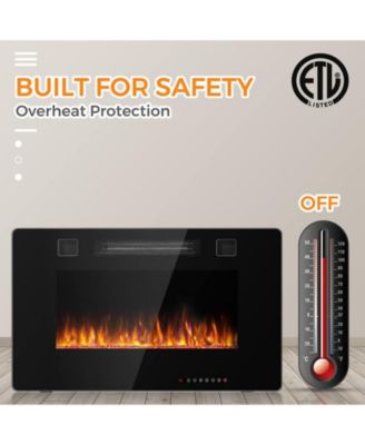 30-Inch Recessed Ultra Thin Electric Fireplace Heater with Glass Appearance