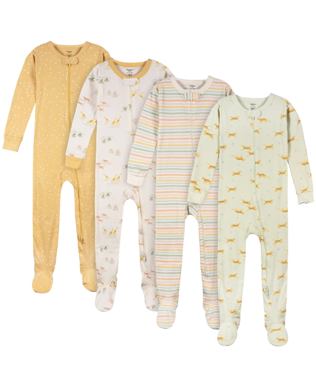 Gerber Toddler Boys' Snug Fit Footed Pajamas, 4-Pack, Farm - Safari