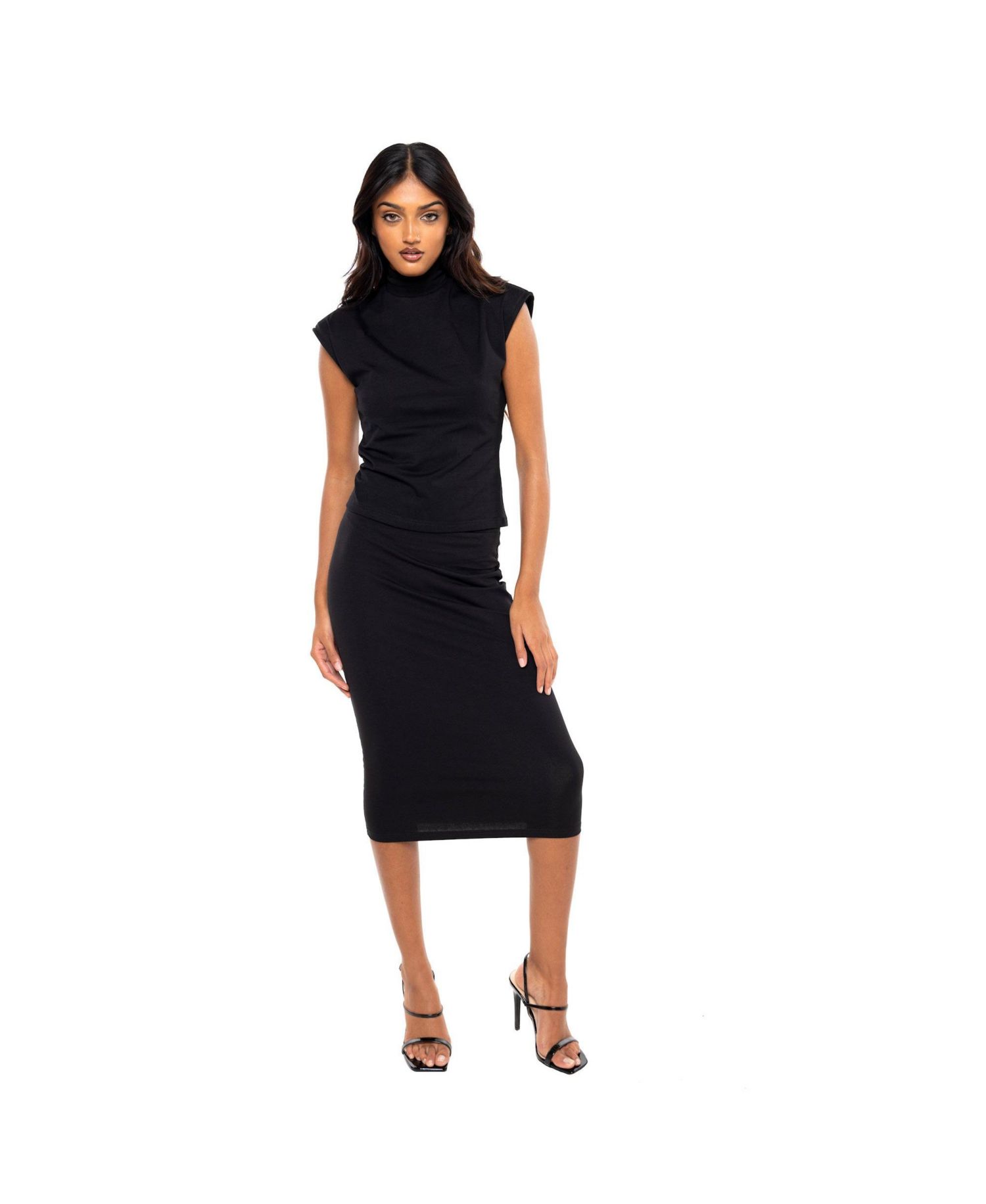Women's SLEEVELESS ZIP TURTLENECK TOP