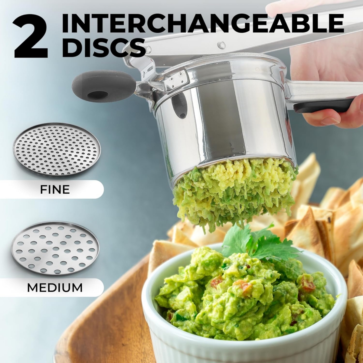 Zulay Kitchen Heavy Duty Stainless Steel Potato Ricer - 2 Discs