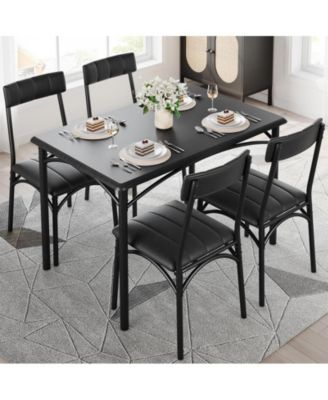 Kitchen Table with 4 Upholstered Chairs, 5 Piece Rectangular Dining Room Table Set