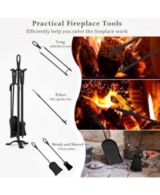 5 Pieces Fireplace Tool Set Fireplace Accessories with Poker
