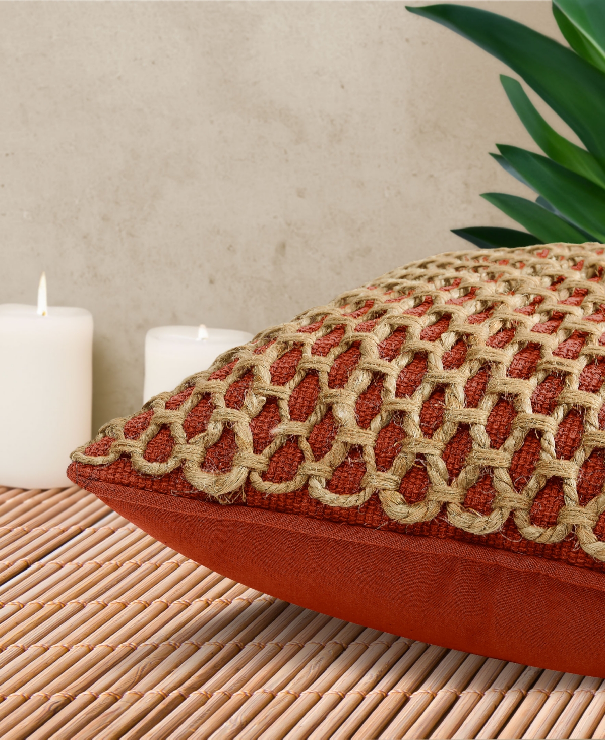 Boho Living Jada Jute Decorative Pillow, 20" X 20" In Rust