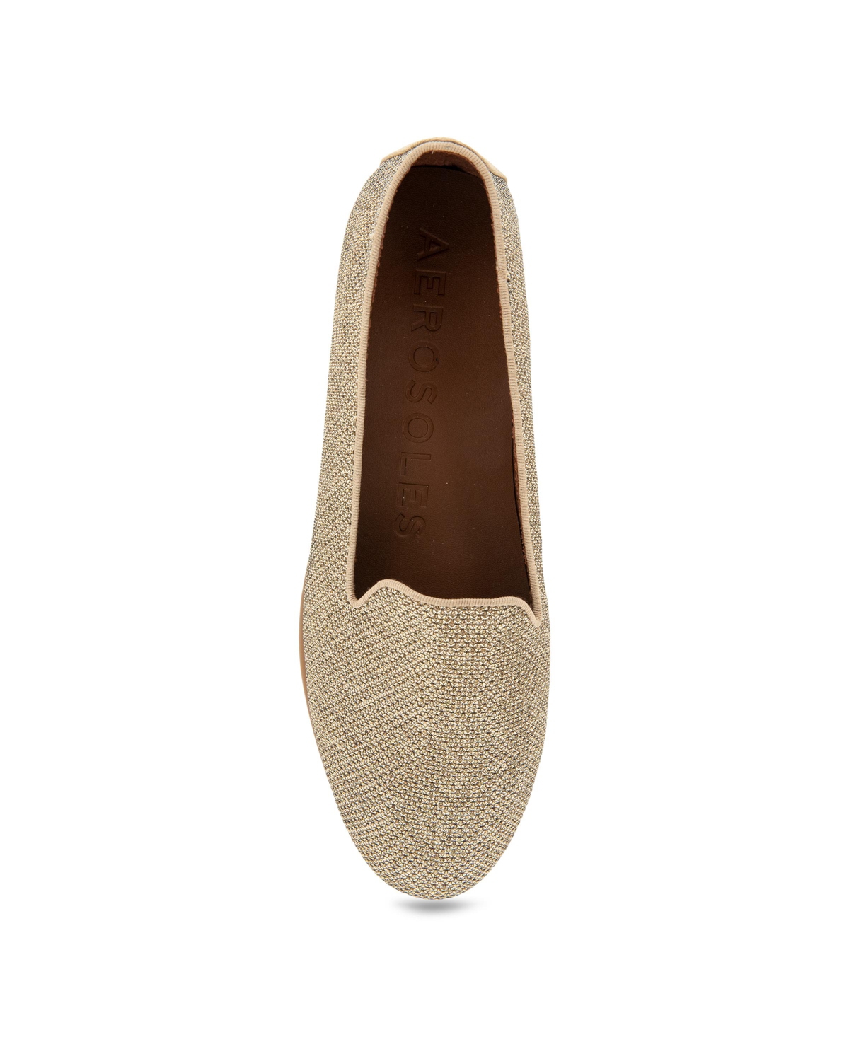 Shop Aerosoles Women's Betunia Closed Toe Flats In Soft Gold Metallic Fabric
