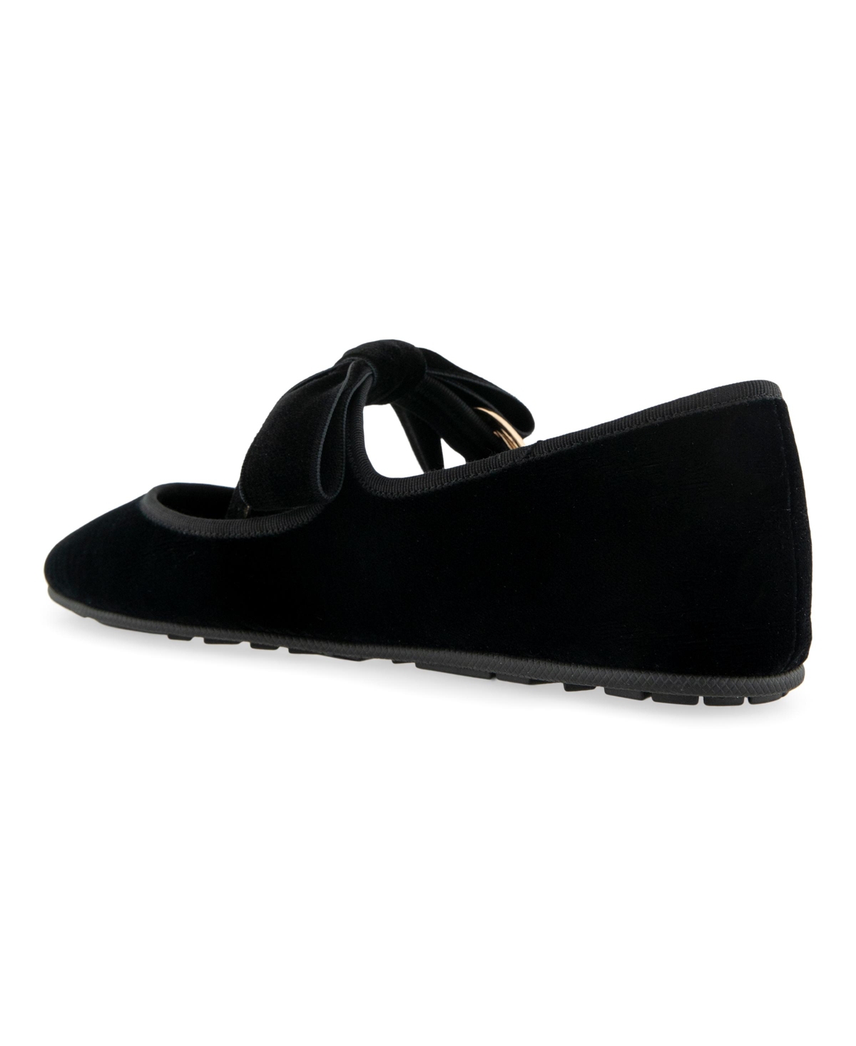 Shop Aerosoles Women's Poppy Bow Mary Jane Flats In Black Velvet Fabric