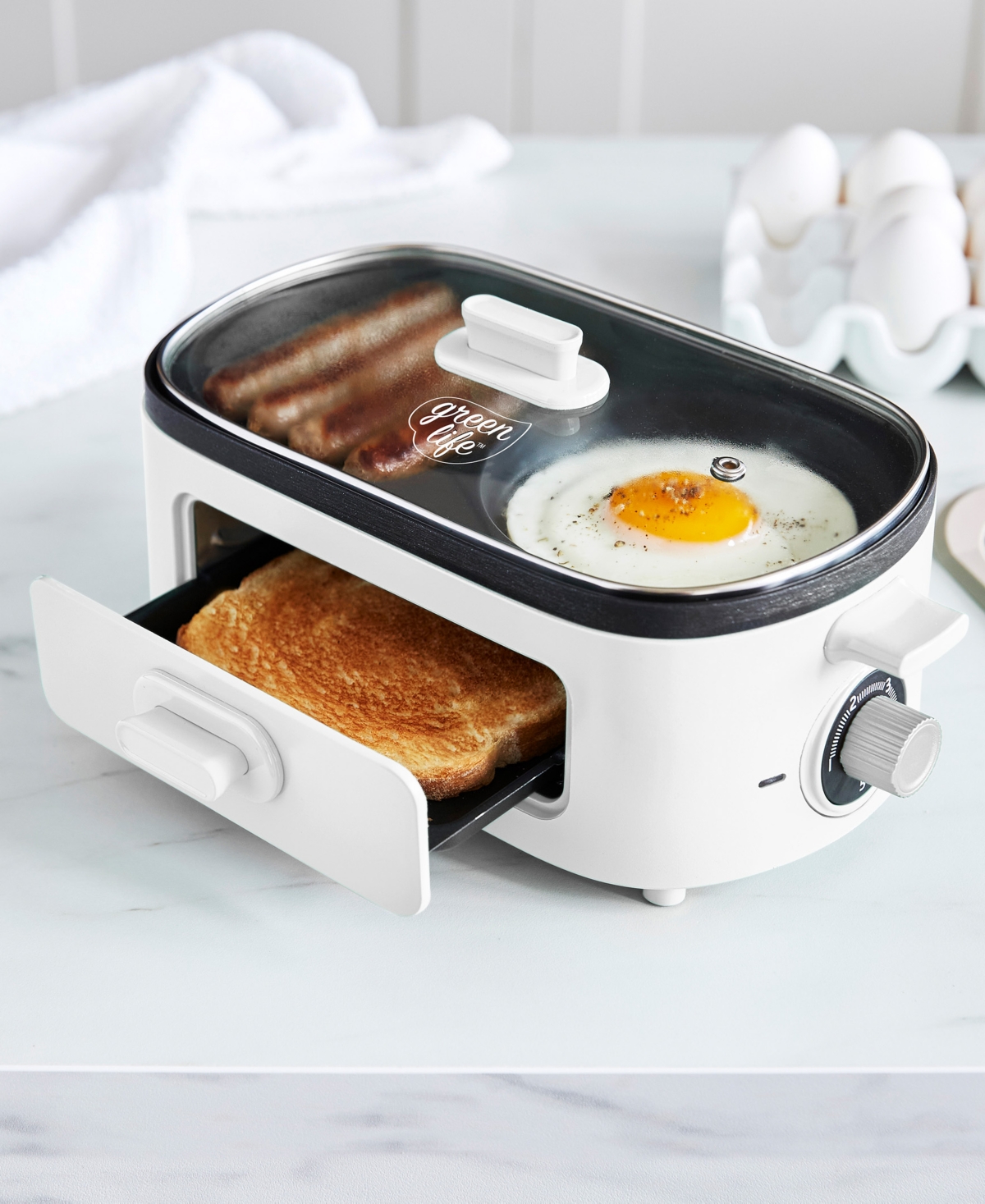 Greenlife 3-in-1 Healthy Breakfast Maker In White