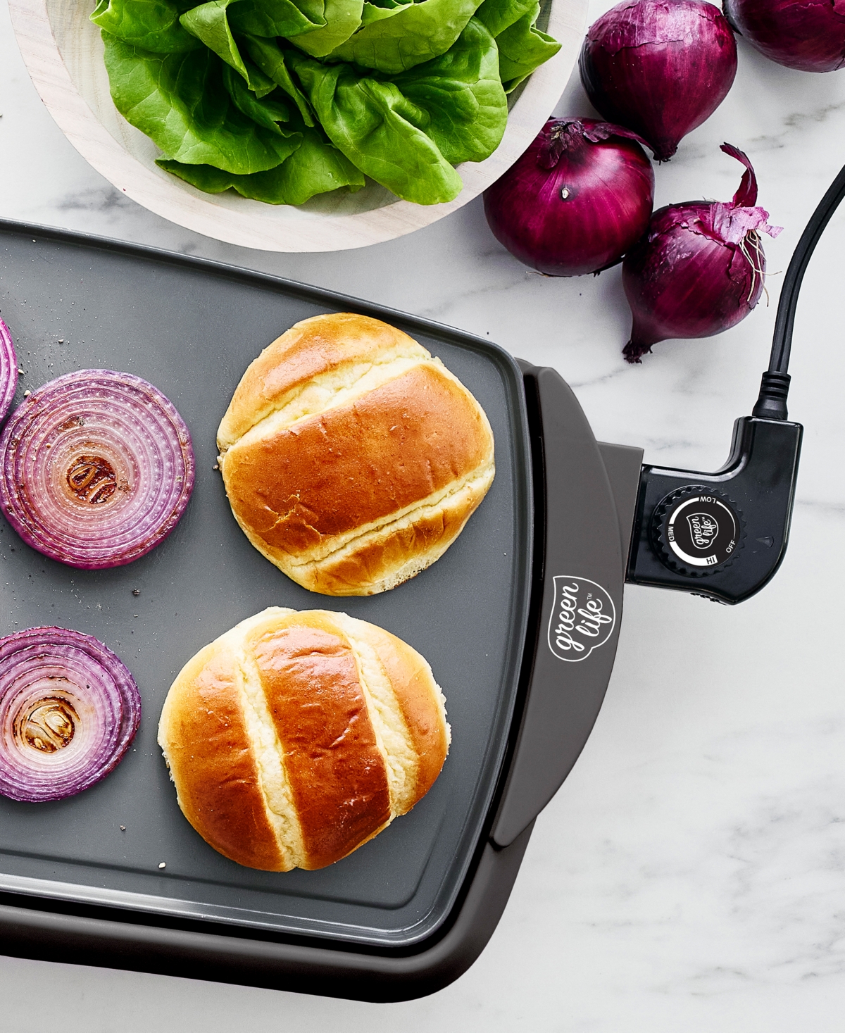Greenlife 23" Ceramic Nonstick Healthy Griddle Xl In Black