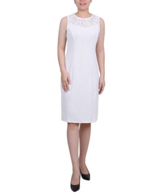 Petite Two Piece Novelty Knit and Lace Dress Set