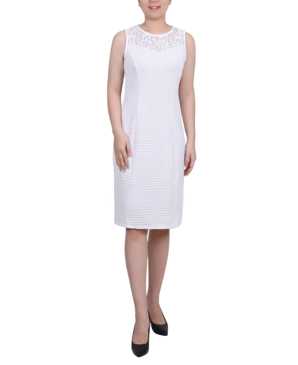 Ny Collection Petite Two Piece Jacket And Dress Set In White