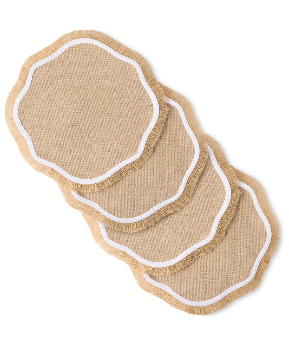 Fiesta Textured Jute Scallop Border Placemat, Set Of 4 In Natural