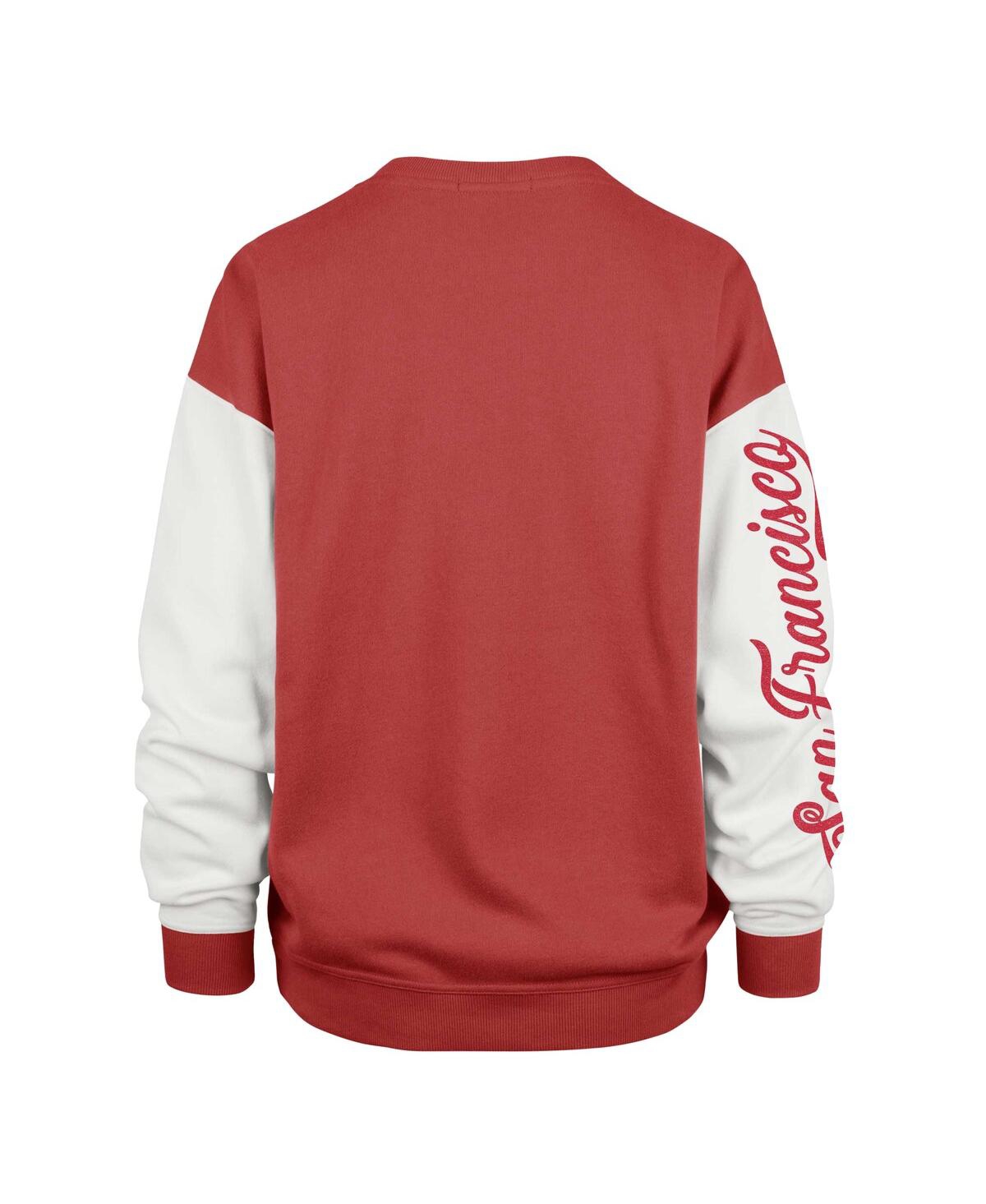 47 BRAND WOMEN'S SCARLET SAN FRANCISCO 49ERS DOUBLE HEADER RISE ANDIE PULLOVER SWEATSHIRT 
