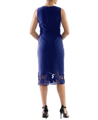 Donna Rico Women's Asymmetric Twist-Neck Lacy-Hem Dress