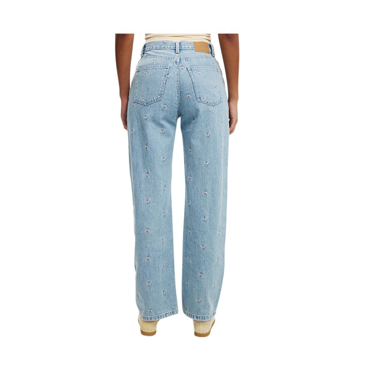 Cotton On Women's Loose Straight Jean -bow embroidery