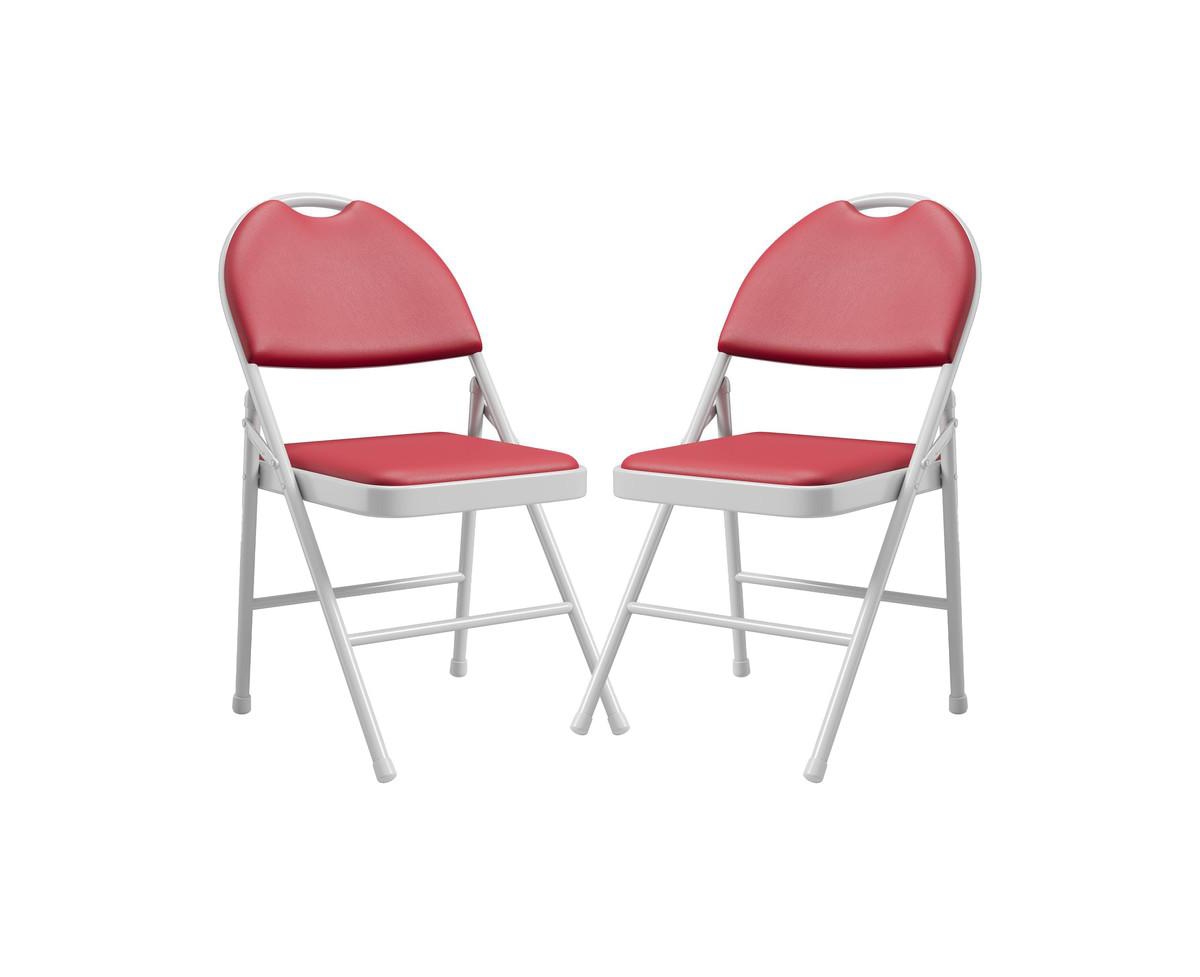 gaomon Folding Chairs Set of 2, Metal Foldable Chair with and Non-Slip Feet Pads, Pu Party Chairs for Indoors and Outdoors, Room, Dining Room, in 1 Bo