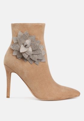 Womens Yarrow Rhinestones Petal Detail Boots