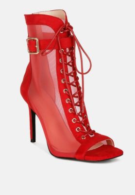 Womens Cabernet Mesh & Microfiber Stiletto Boots