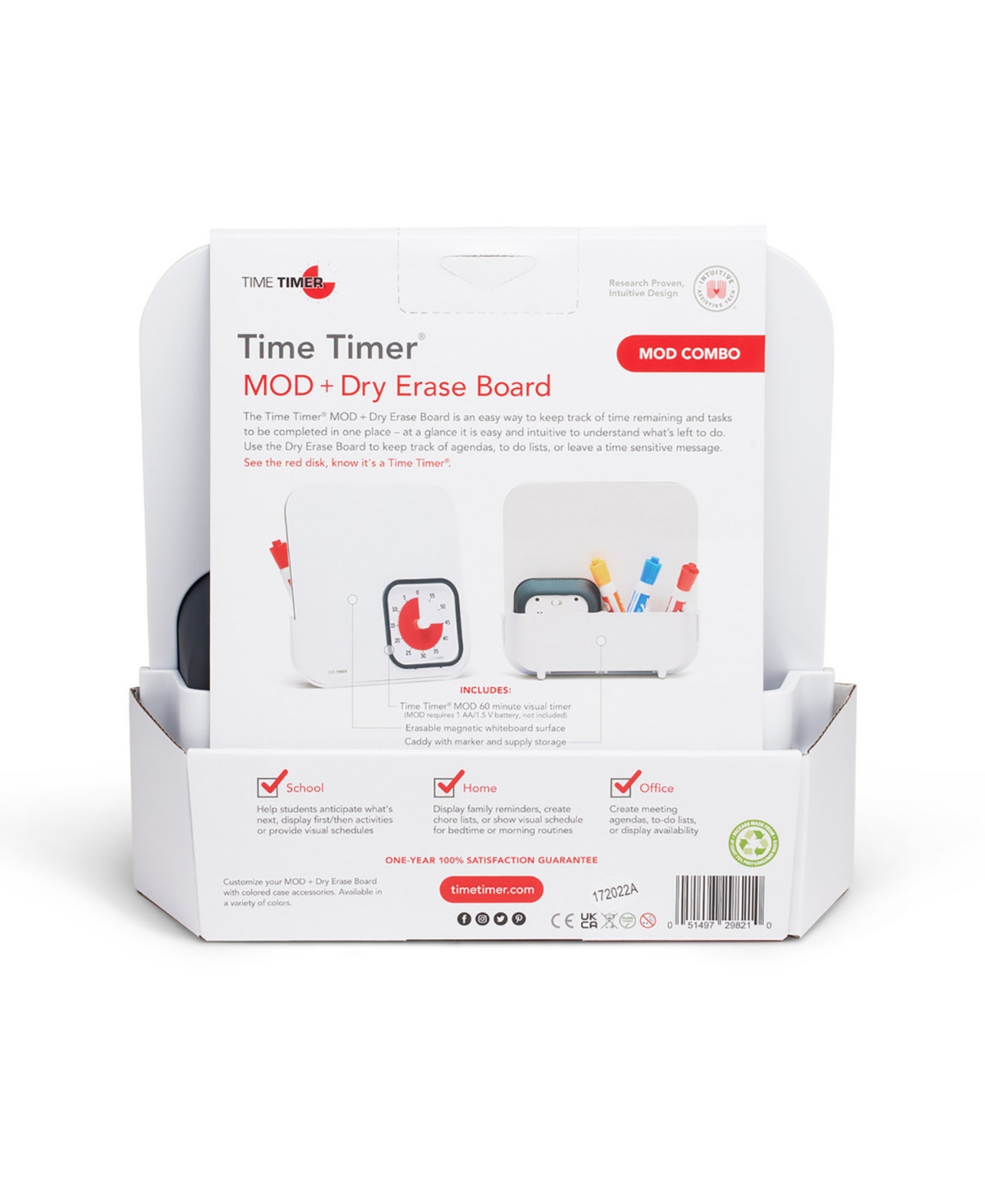 Time Timer Mod Timer + Magnetic Dry Erase Board In White