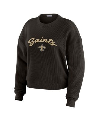 Women's Black New Orleans Saints Knitted Tri-Blend Long Sleeve T-Shirt Pants Lounge Set