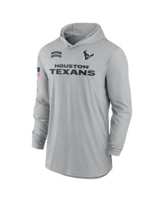 Men's Gray Houston Texans 2024 Salute to Service Lightweight Performance Long Sleeve Hooded T-Shirt