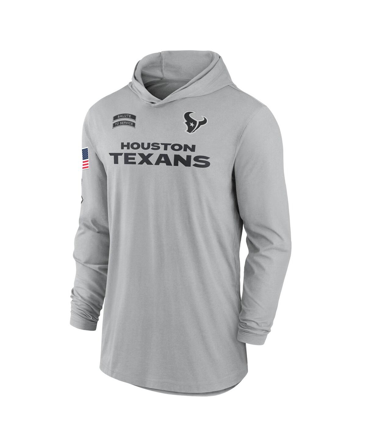 NIKE MEN'S GRAY HOUSTON TEXANS 2024 SALUTE TO SERVICE LIGHTWEIGHT PERFORMANCE LONG SLEEVE HOODED T-SHIRT 