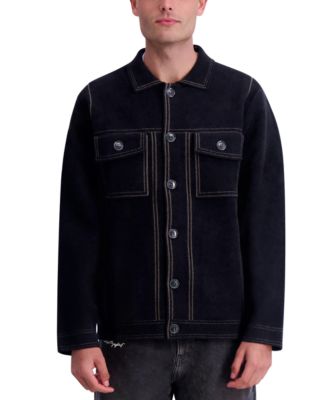 KARL LAGERFELD PARIS - Men's Contrast Trim Knit Shirt Jacket