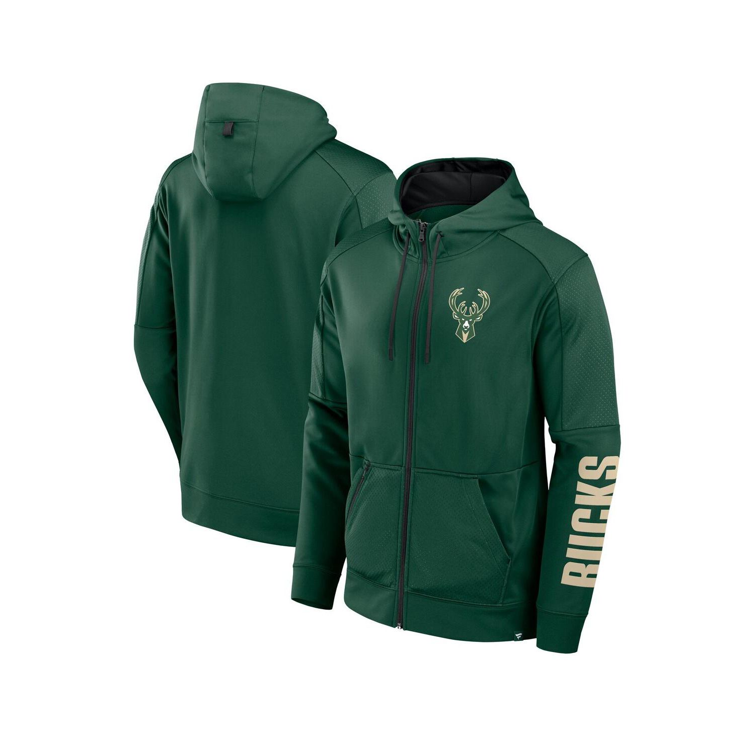 Men's Hunter Green Milwaukee Bucks Baller Defender Performance Full-Zip Hoodie