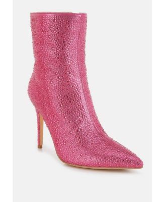 Anun Rhinestones Embellished High Ankle Boots Women