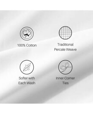 Egyptian Linens Adeline Cotton Percale Embroidered 2Pc Duvet Cover Set, Twin/Twin XL